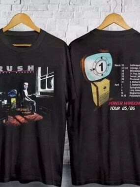 Rush Power Windows Tour 1985 T-Shirt Black Band Concert 80s Gift 209